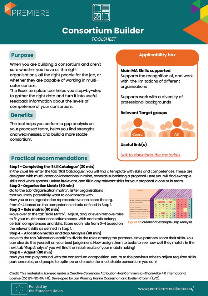 🚀 Building a strong #MultiActor consortium just got easier!

🧩 The Consortium Builder (Excel-based tool) helps you:

✅ Map skills
✅ Match roles
✅ Spot gaps
✅ Build smarter teams

🔧 By <a href="/ILVOvlaanderen/">ILVO</a> 

📥 Get the tool: lnkd.in/dYfjcXvD

#HorizonEU #ResearchTools