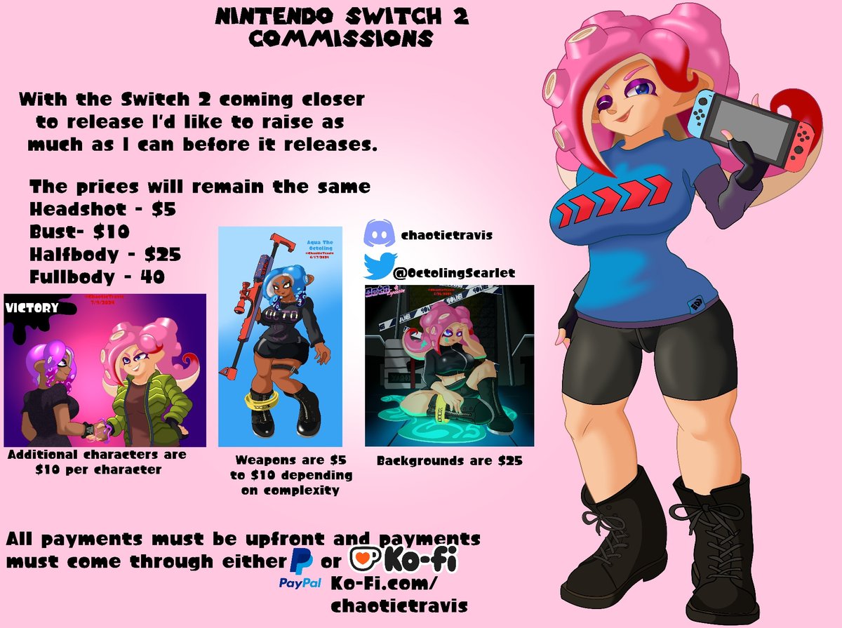 Opening up comms to raise funds for the Switch 2. Even if you can't commission me, a retweet helps a lot!