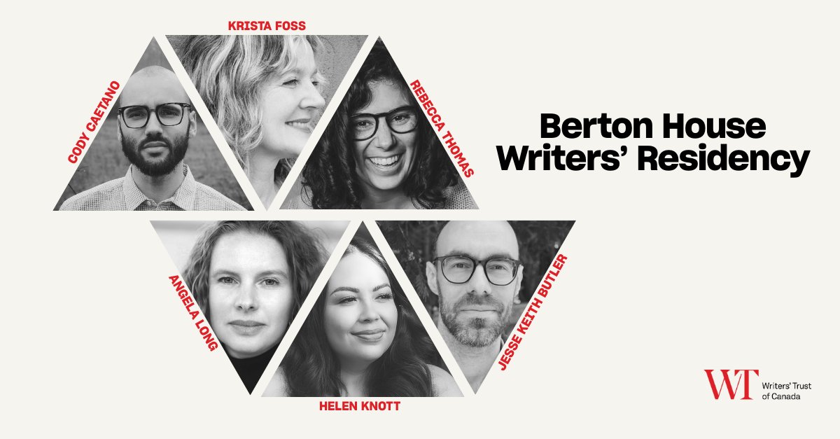Writers' Trust (@writerstrust) on Twitter photo Congratulations to this year's #BertonHouse writers-in-residence!
â—˘ <a href="/jessekbutler/">Jesse Keith Butler</a>
â—˘ @cody_caetano
â—˘ Krista Foss
â—˘ <a href="/helen_knott/">Helen Knott</a>
â—˘ Angela Long
â—˘ Rebecca Thomas
Learn more about this year’s residents here: bit.ly/44q5YSM #CanLit #PierreBerton Congratulations to this year's #BertonHouse writers-in-residence!
â—˘ <a href="/jessekbutler/">Jesse Keith Butler</a>
â—˘ @cody_caetano
â—˘ Krista Foss
â—˘ <a href="/helen_knott/">Helen Knott</a>
â—˘ Angela Long
â—˘ Rebecca Thomas
Learn more about this year’s residents here: bit.ly/44q5YSM #CanLit #PierreBerton