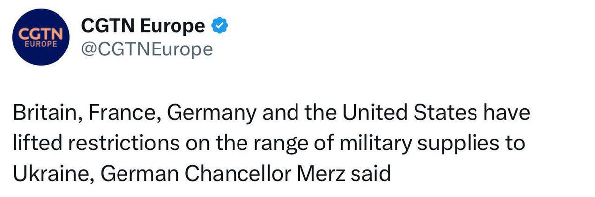 قال المستشار الألماني فريدريش ميرز إن بريطانيا وفرنسا وألمانيا والولايات المتحدة رفعت القيود المفروضة على إمدادات الأسلحة إلى أوكرانيا.

كما سمحوا بإطلاق الصواريخ بعيدة المدى على روسيا.