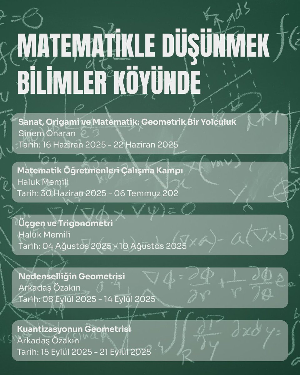Bu yaz Bilimler Köyü’nde  matematik konuşuyoruz! 

#bilimlerköyü
#villageofsciences