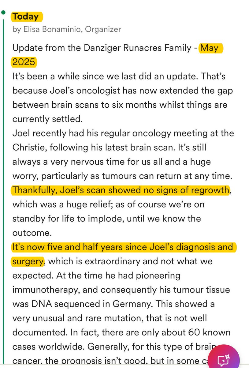 Thanks for posting this <a href="/sharpie510/">rj</a>. It’s a tremendous blessing that Joel was able to be treated with $NWBO #DCVax-L. I’m looking forward to the #MHRA approving  this treatment so more solid tumor cancer patients in the UK &amp; around the world can also be treated with DCVax like