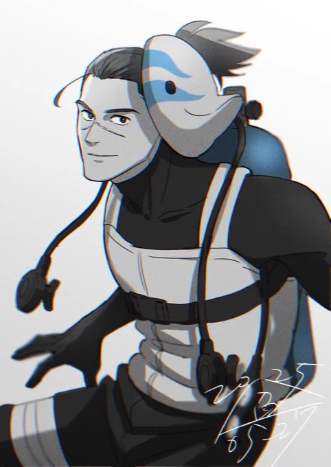kkirはまってすぐの頃に描いて支部のアイコンにしてる潜部先生 気にいってたけどさすがに絵が古いので新しいのにしたいなと思ってたことを思い出し… 潜水装備は適当なのでツッコまないで下さい 