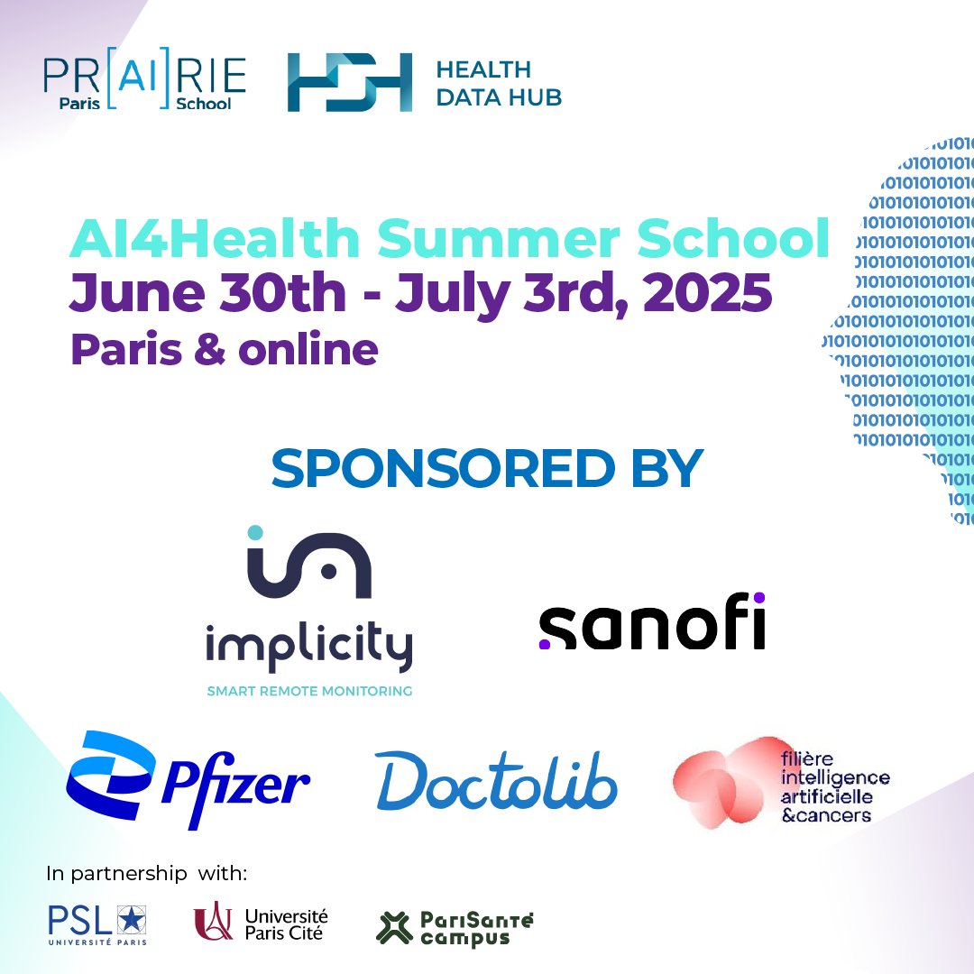 [#AI4Health] Journée d’ouverture de la #SummerSchool sur l’IA en santé le 30 juin : découvrez les intervenants ! ☀️

🚀 Pour ouvrir notre école d’été 2025, la journée de lancement fera intervenir des experts reconnus de la recherche en IA et santé ainsi que des représentants