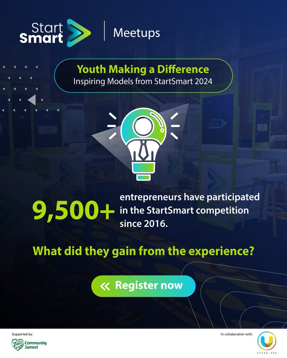 startsmartsaudi's tweet image. What happens to entrepreneurs after winning the #StartSmart competition? 
Learn about the experiences of the winners of the oldest entrepreneurship competition in the Kingdom with our guests, in an engaging discussion that explores their experiences and success stories.…