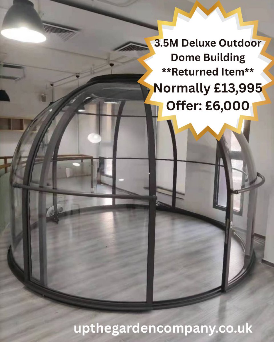 UpTheGardenCo's tweet photo. This is a returned item which has not faults just not delivered.
3.5 Deluxe Outdoor Globe
Returned item
Normally ยฃ13995 Offer ยฃ6000
https://t.co/mHgRKg4Jnj
#dome #outdoorfurniture #shelter #outsidedining #domes #igloos #pubgardenshelters #restaurantfurniture #hotelfurniture https://t.co/NbPOPimsnC