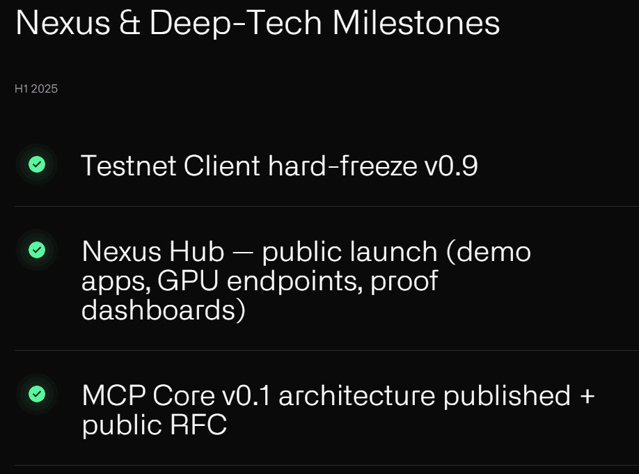 TheMo0ndalorian's tweet photo. 🚨 $DEAI just released major updates on its roadmap 🚨

Let's dive into those great news and explain it so everybody can understand, why this is a reason to be excited👀👇

🔒 1. Testnet Client v0.9 — Hard-Frozen
✅The Testnet Client (v0.9) is officially locked in.
This means @zero1_labs Cypher Testnet is now feature-complete and stable! Developers can build and test confidently without worrying about unexpected changes. It's a solid step toward the mainnet launch! 🔥🎢

🌐 2. Nexus Hub — Public Launch
✅ $DEAI Nexus Hub is now open to the public!
You can explore:
☑️Live demo apps to see what’s possible (I can't wait to see how everything will roll out over the next few weeks!) 👀 
☑️GPU endpoints for serious compute power
☑️Proof dashboards that make complex systems transparent and trustworthy

TL;DR
1. Mainnet soon 💎
2. MCP #AIAgent Demo Apps soon 🚀
3. Moon soon 🌕
💎🚀🌕

@CryptoPoseidonn @death_xbt @DeFiDecoder_ @TeddyCleps @blackbeardXBT @PostyXBT @Malik_Farooq_01 @NekozTek @CryptoNewton @thecryptocactus