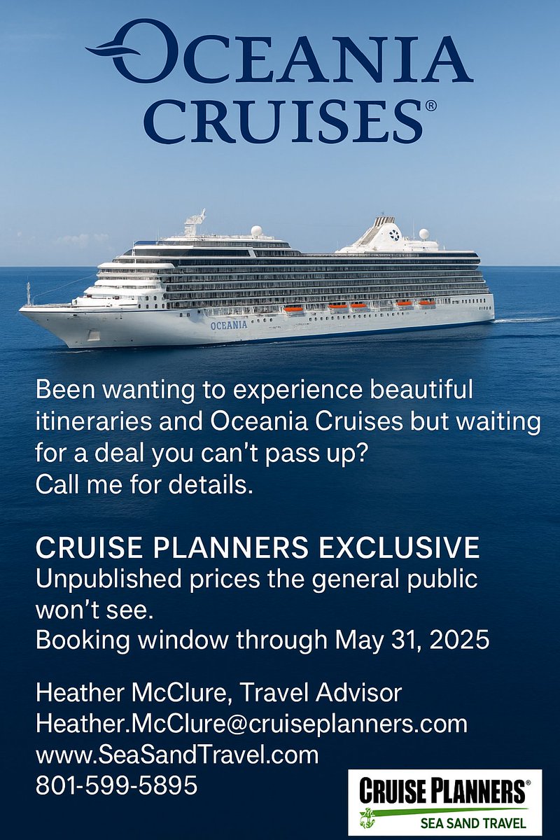 Heather_Jo_'s tweet photo. 🚢 Been dreaming of sailing with Oceania Cruises and exploring their breathtaking itineraries — but holding out for a deal that’s just too good to miss?

✨ This is it. I have unpublished prices the general public won’t see — but only through May 31,... https://t.co/yjKK97LksQ
📱 https://t.co/pXG4HOo9tL