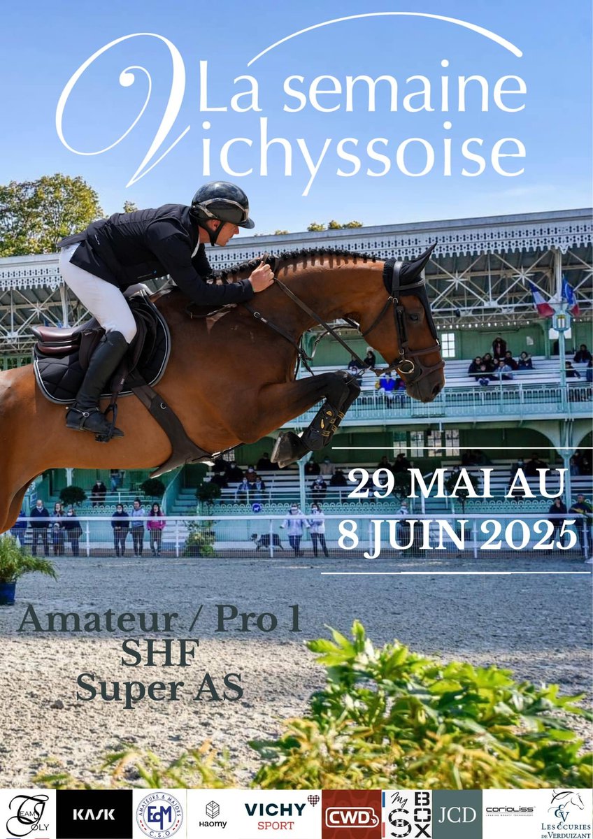[#Équitation] 🐎 𝐋𝐚 𝐒𝐞𝐦𝐚𝐢𝐧𝐞 𝐕𝐢𝐜𝐡𝐲𝐬𝐬𝐨𝐢𝐬𝐞 est de retour du 29 mai au 8 juin au Stade Équestre du Sichon ! Épreuves nationales, passion équestre et grand spectacle au programme. 💙 Entrée libre !