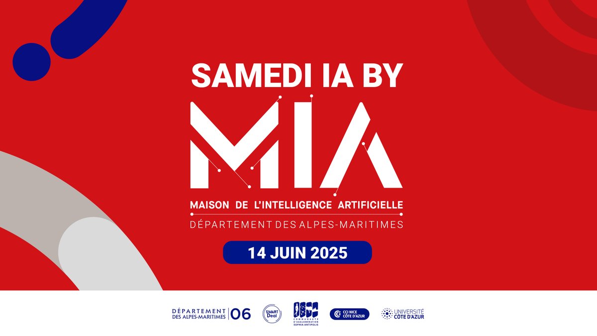 ✨ NOUVELLE DATE - Découvrez l'Intelligence Artificielle à la MAISON DE L'IA !

📆 RDV le samedi 14 juin pour une immersion dans l'#IA
📍 MIA #SophiaAntipolis
🕘 2 sessions : 13h00 et 15h00
🎟 Gratuit (inscription obligatoire) : maison-intelligence-artificielle.com/agenda/samedi-…
👥 Âge conseillé : 9+