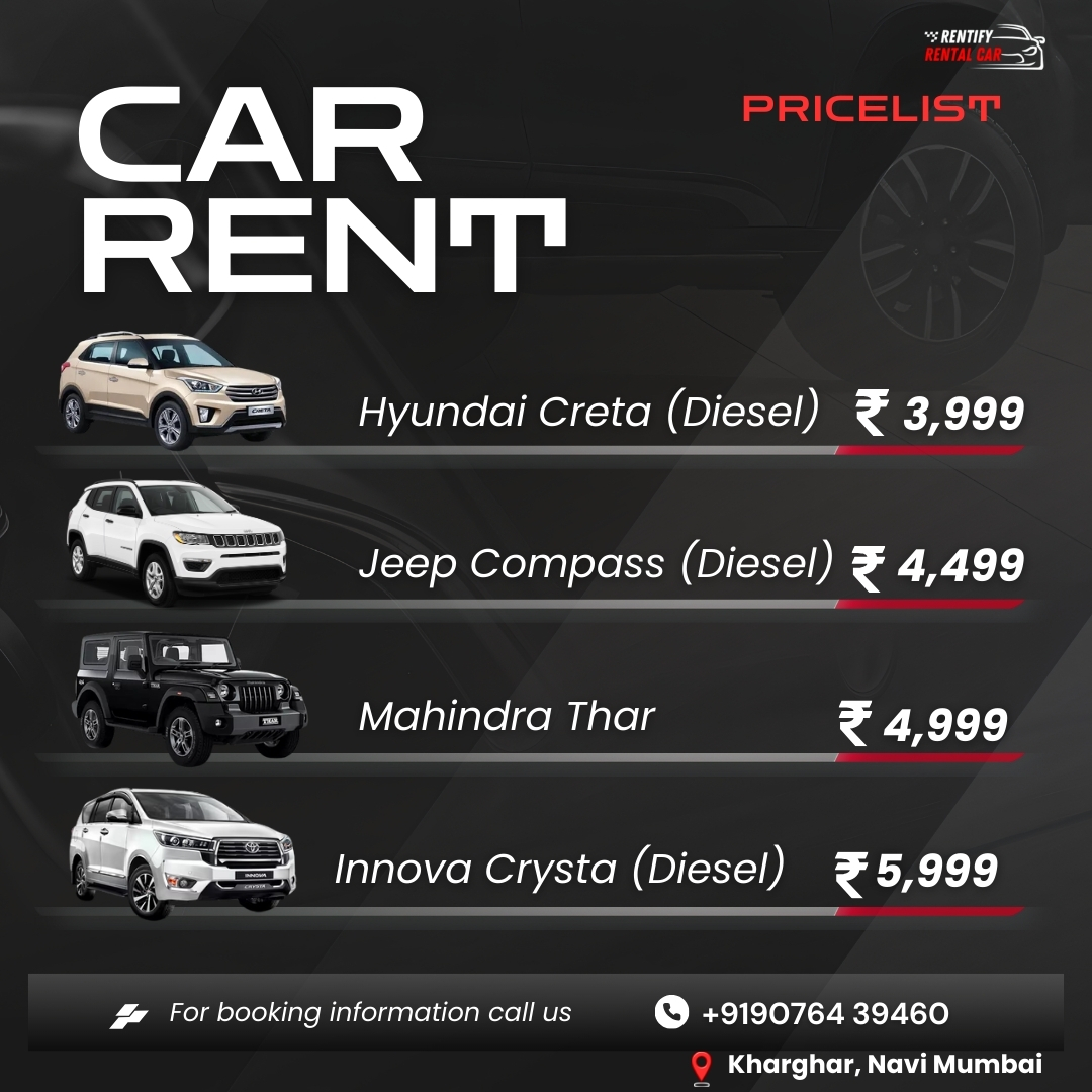 RentifyC19158's tweet photo. 🚗 Self drive cars starting at just ₹1,999/day in Navi Mumbai!
From Swift Dzire to BMW – drive your way, your rules. No driver. Full freedom. 🙌
📍 DM us or Click the link in bio to book now!
#SelfDriveCar #NaviMumbai #DriveYourWay #LuxuryOnWheels https://t.co/KF6zQysgTt