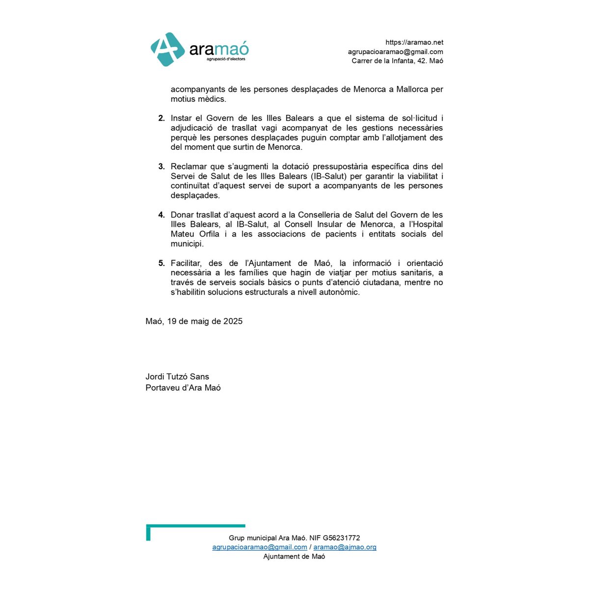 Reafirmem el nostre compromís amb una sanitat pública justa, humana i equitativa, que tingui en compte les dificultats afegides de la doble insularitat i posi les persones al centre de les polítiques de salut.