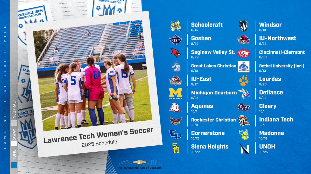 🚨 The wait is over — the 2025 LTU Women’s Soccer schedule is HERE!⚽️📆

Get ready for a season full of intensity, grit, and Blue Devil pride.Mark your calendars, and come support your squad on the road and at home on Blue Devil Stadium turf!