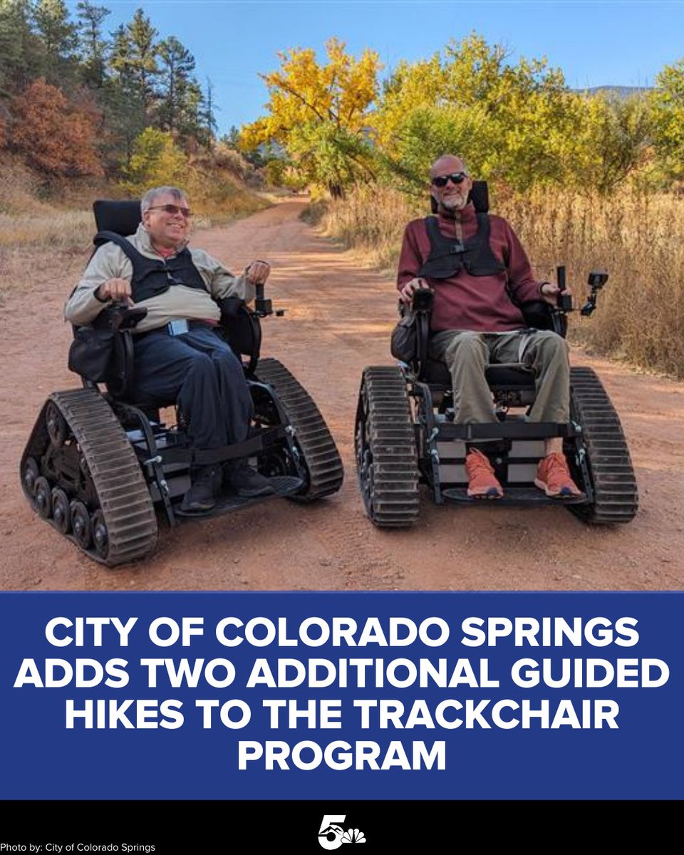 KOAA's tweet photo. The City of Colorado Springs announced they are now accepting free reservations for the city's Trackchair program.
The program is designed to give people with mobility issues access to the city's open spaces.
More here: https://t.co/4GjaYeavzj
#trackchair #coloradosprings https://t.co/lZrBQaD2b4