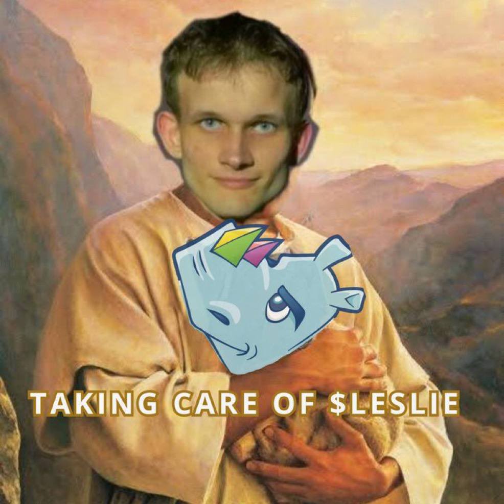 leslieethmascot's tweet photo. Even Vitalik supports his ETH Mascot $LESLIE! No one stopping us with a support 🔥 https://t.co/V4s2la8Jai