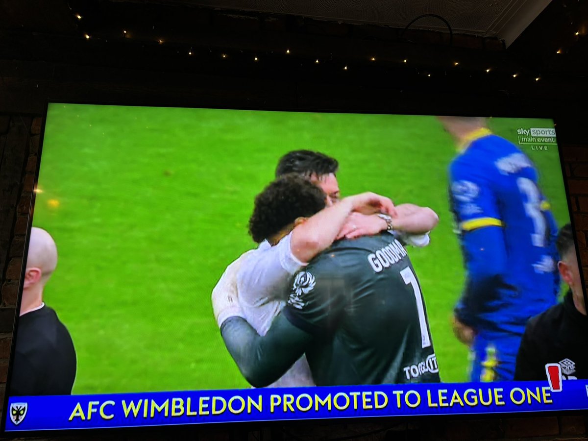 Yessssssssssssssss come on you Dons league one here we come <a href="/AFCWimbledon/">AFC Wimbledon</a>