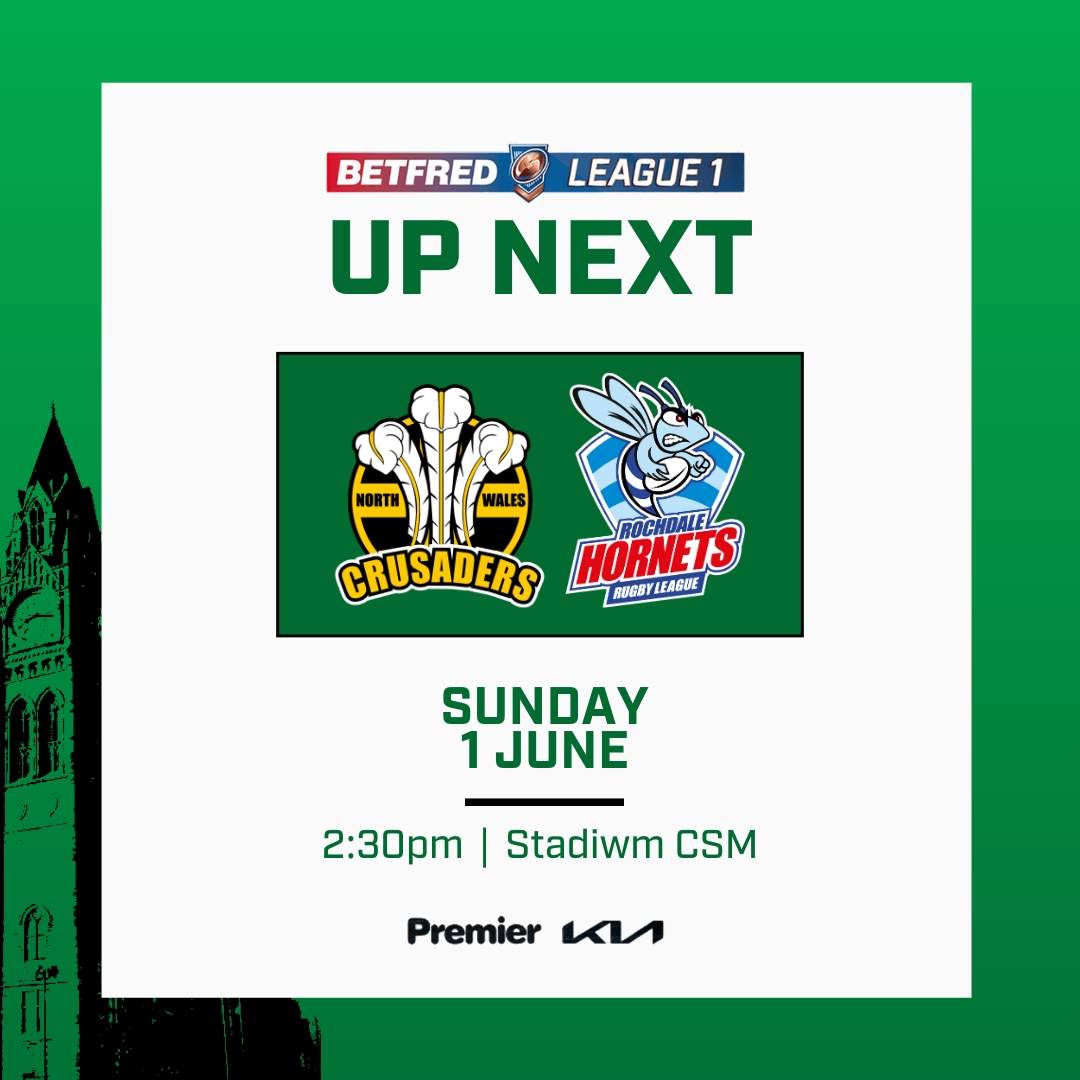 Rochdale Hornets (@rochdalehornets) on Twitter photo June begins on the road! 💥🏴
🆚 <a href="/NWCrusadersRL/">North Wales Crusaders</a>
📅 Sunday 1 June
🏟️ Stadiwm CSM
⏰ 2:30pm kick-off
🏆 Betfred League 1
🎟️ cstu.io/07ee00 June begins on the road! 💥🏴
🆚 <a href="/NWCrusadersRL/">North Wales Crusaders</a>
📅 Sunday 1 June
🏟️ Stadiwm CSM
⏰ 2:30pm kick-off
🏆 Betfred League 1
🎟️ cstu.io/07ee00