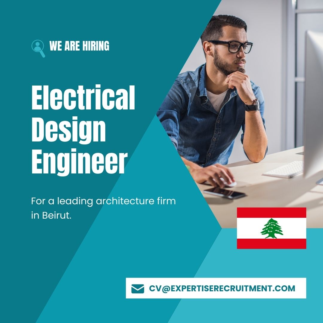 ExpertiseRec's tweet image. We&apos;re hiring an 𝗘𝗹𝗲𝗰𝘁𝗿𝗶𝗰𝗮𝗹 𝗗𝗲𝘀𝗶𝗴𝗻 𝗘𝗻𝗴𝗶𝗻𝗲𝗲𝗿 for a leading architecture firm in 𝗟𝗲𝗯𝗮𝗻𝗼𝗻. More details below 👇🏻.

jobs.expertiserecruitment.com/jobs/Careers/4…

#ElectricalDesignEngineer #ElectricalEngineeringJobs #ElectricalEngineerJob #JobsInLebanon #Recruitment #Hiring
