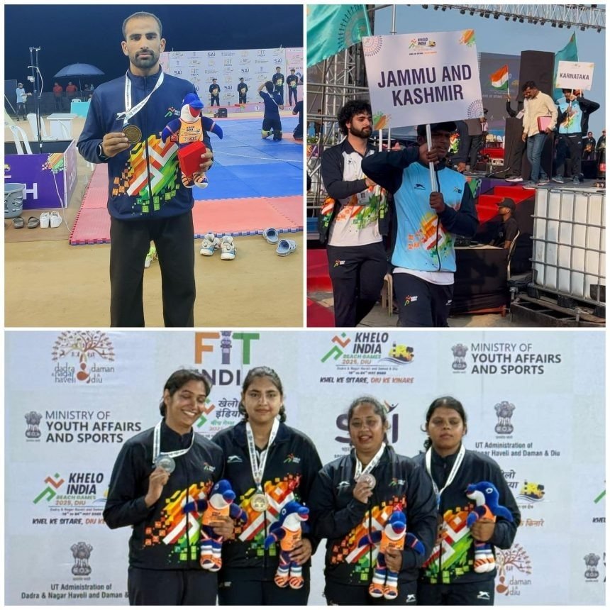 Jammu and Kashmir exhibited a remarkably outstanding performance at the Khelo India Beach Games 2025, clinching nine medals, including five gold, one silver, and three bronze and earning widespread praise from dignitaries and sports enthusiasts.