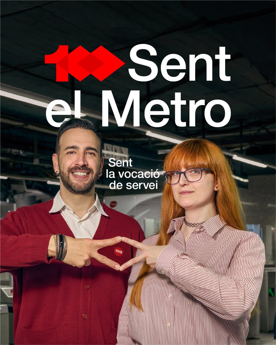 TMB_Barcelona's tweet photo. 🗣️ La #GenTMB felicita el Centenari de #metrobcn 💯 Perquè tots fem els #100AnysMetro #100AnysMetroBCN!
🚇#SentElMetro❤️ https://t.co/GKxo5JDj0E