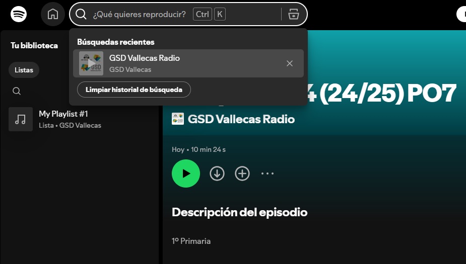 Ya está disponible el séptimo programa de la 4ª temporada de GSD Vallecas Radio 📻. Si queréis disfrutar escuchando a nuestros pequeños locutores 🎙️ de 1º de Primaria, copiad o pinchad en el siguiente enlace: open.spotify.com/episode/066GO1…
#gsdeducacion #gsdvallecas #primaria #lengua