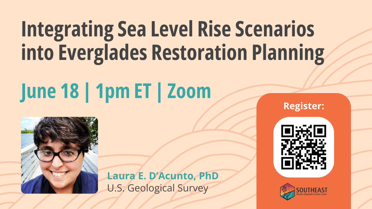 🌞 June is around the corner, and so is our next science seminar on Integrating #SeaLevelRise Scenarios into #Everglades Restoration Planning! 

➡️ Join us on June 18 at 1pm ET on zoom: loom.ly/B1F0KCA