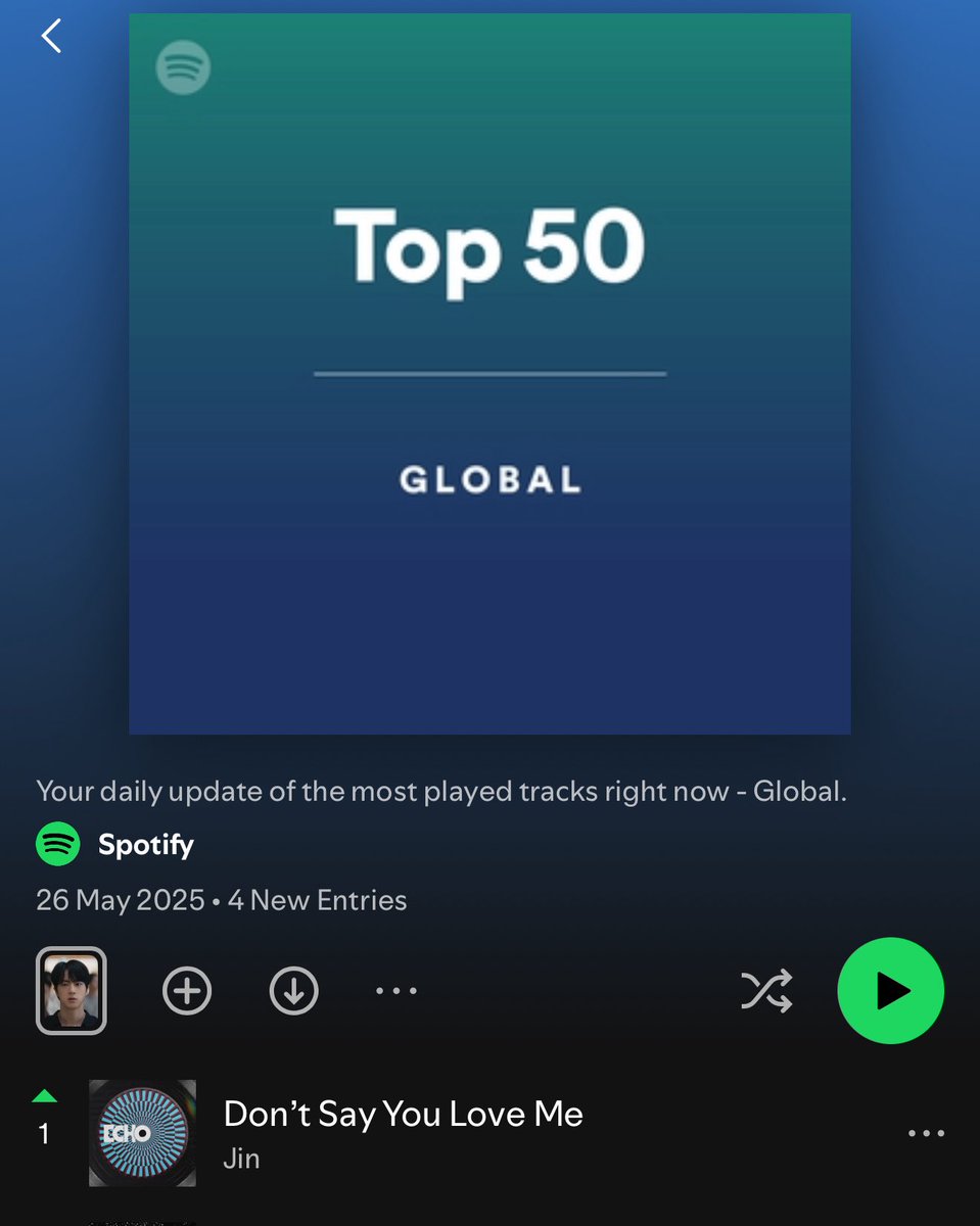 prdevill's tweet photo. - COPY N PASTE THIS TEMPLATE 
-WRITE SAME THING TO @GeffenRecords ON INSTAGRAM ‼️

Hello @GeffenRecords @todaystophits

‘Don't Say You Love Me” by Jin is currently charting at #1 on the Global Spotify Chart. Please fix its position on the Today’s Top Hits playlist on Spotify as it was positioned lower than songs that barely even charted.
Thank you’