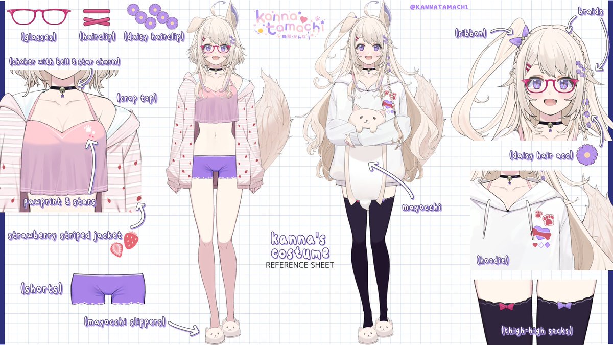 🌟 Costume Reference Sheet 🌟

Better late than never, right~? 💖💞
#KannaTamachi