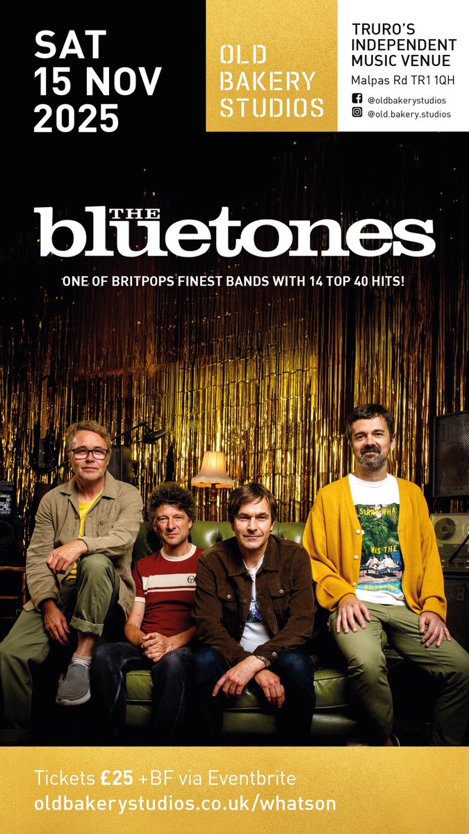 New show announcement… playing at The Old Bakery in Truro on November 15th ‘25. 
Tickets on sale from 10.00am this Friday. 

…ebluetonesobstruro25.eventbrite.co.uk