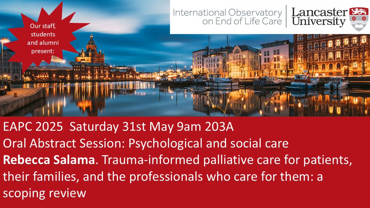 Come along to hear Rebecca Salama talk about trauma informed #palliative care focused on her #PhD studies. #hpm #hapc #EAPC2025