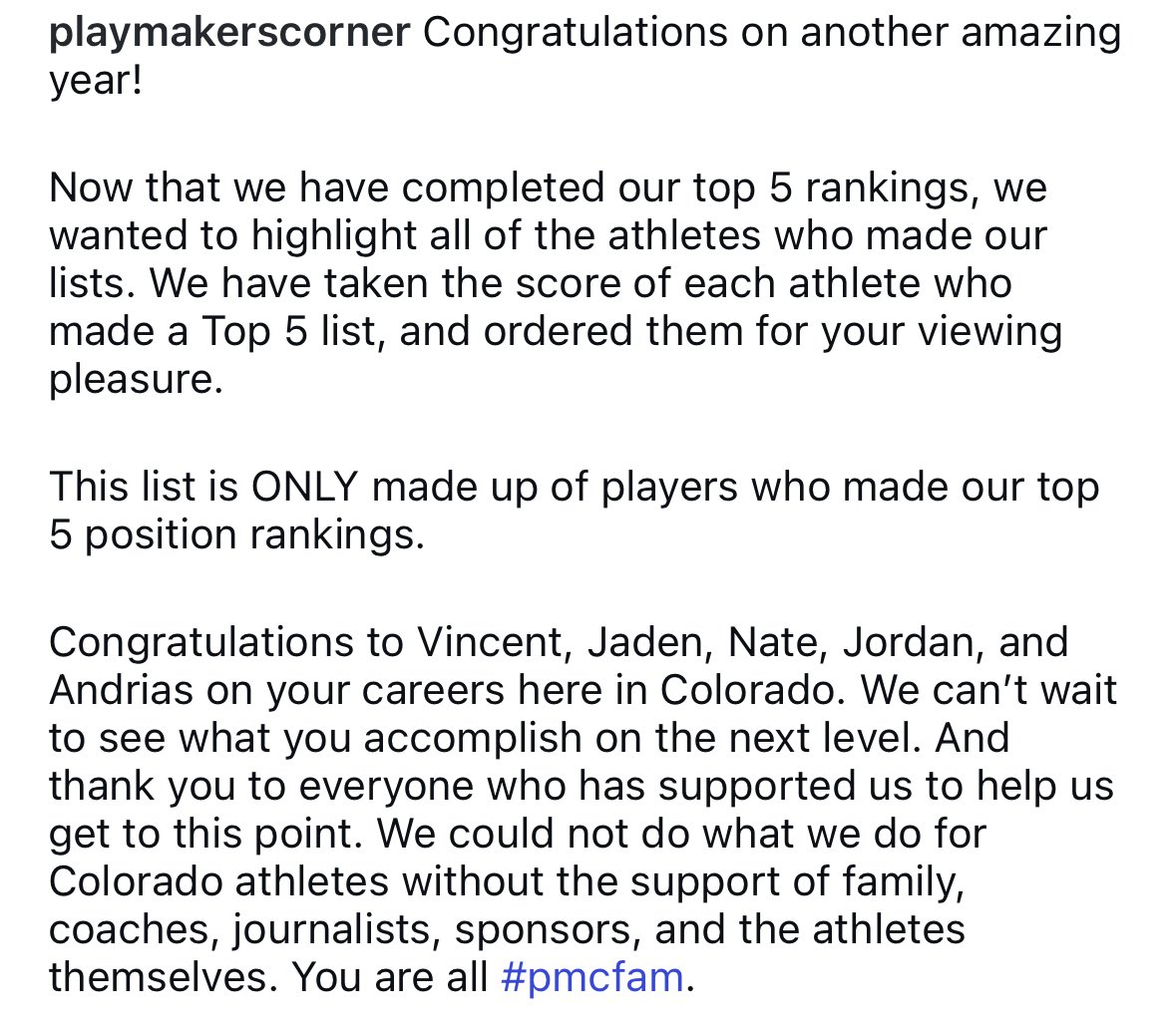 Congratulations <a href="/CeschinNate/">Nate_Ceschin</a> 
Thank you <a href="/PlaymakerCorner/">Playmaker’s Corner</a>