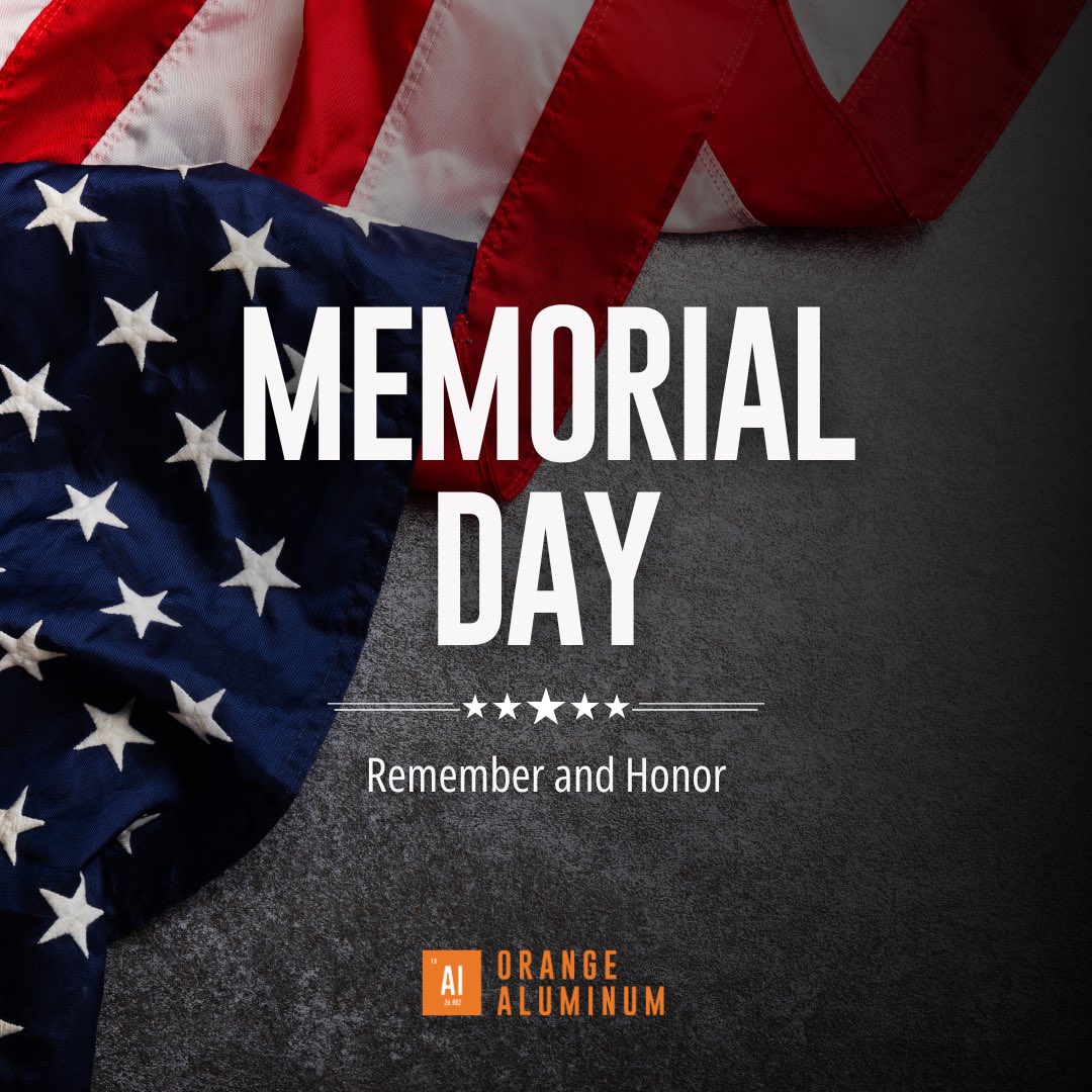 This Memorial Day, we honor and remember those who gave everything in service to our country.

Our physical location will be closed in observance of the holiday, but you can still browse and shop our full product lineup online.
 
Visit orangealuminum.com
 
#MemorialDay
