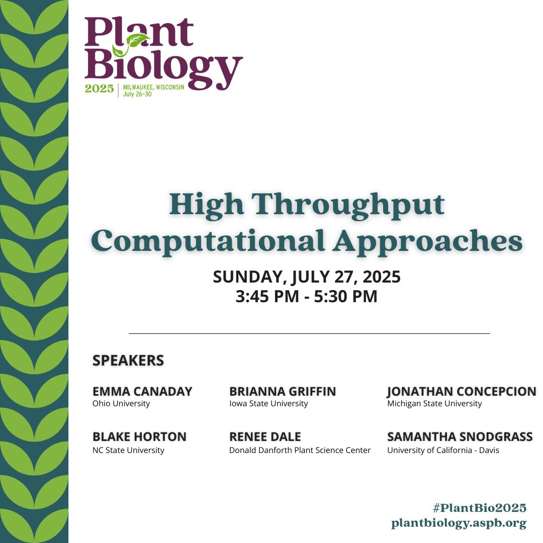 📣#PlantBio2025 daily highlight: High Throughput Computational Approaches Concurrent Session!🌱 app.swapcard.com/widget/event/p… 

Learn more and register now!👉plantbiology.aspb.org/registration/

#plantscience