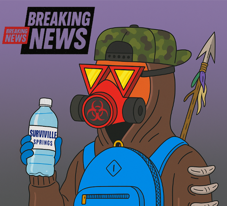 echopleks's tweet photo. 📢BREAKING NEWS📢
@Nestle has just announced the launch of their new "Apocalypse-Proof" bottled water brand: Surviville Springs!
Their chemists realized the already disgusting taste was a perfect base for this breakthrough product. More to come. #CommsOutpost @deadbruvcom https://t.co/XQvwpngwt9