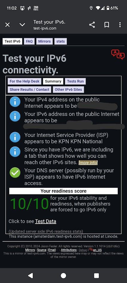 After a couple of years assuming my #Unifi USG wouldn't handle #IPv6 on my #KPN line. Learned last week that some updates down the line fixed that. So now enjoying that sweet sweet dualstack #IPv4 and #IPv6 internet ♥️