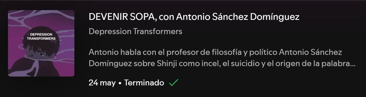 Con la excusa de hablar de Neon Genesis Evangelion, hablamos de cristianismo y ciencia, de comunismo, de depresión y de suicidio, de incels y de masculinidades, de, literalmente, lo divino y lo humano, o de disolver lo humano porque lo humano duele.

open.spotify.com/episode/37BX40…