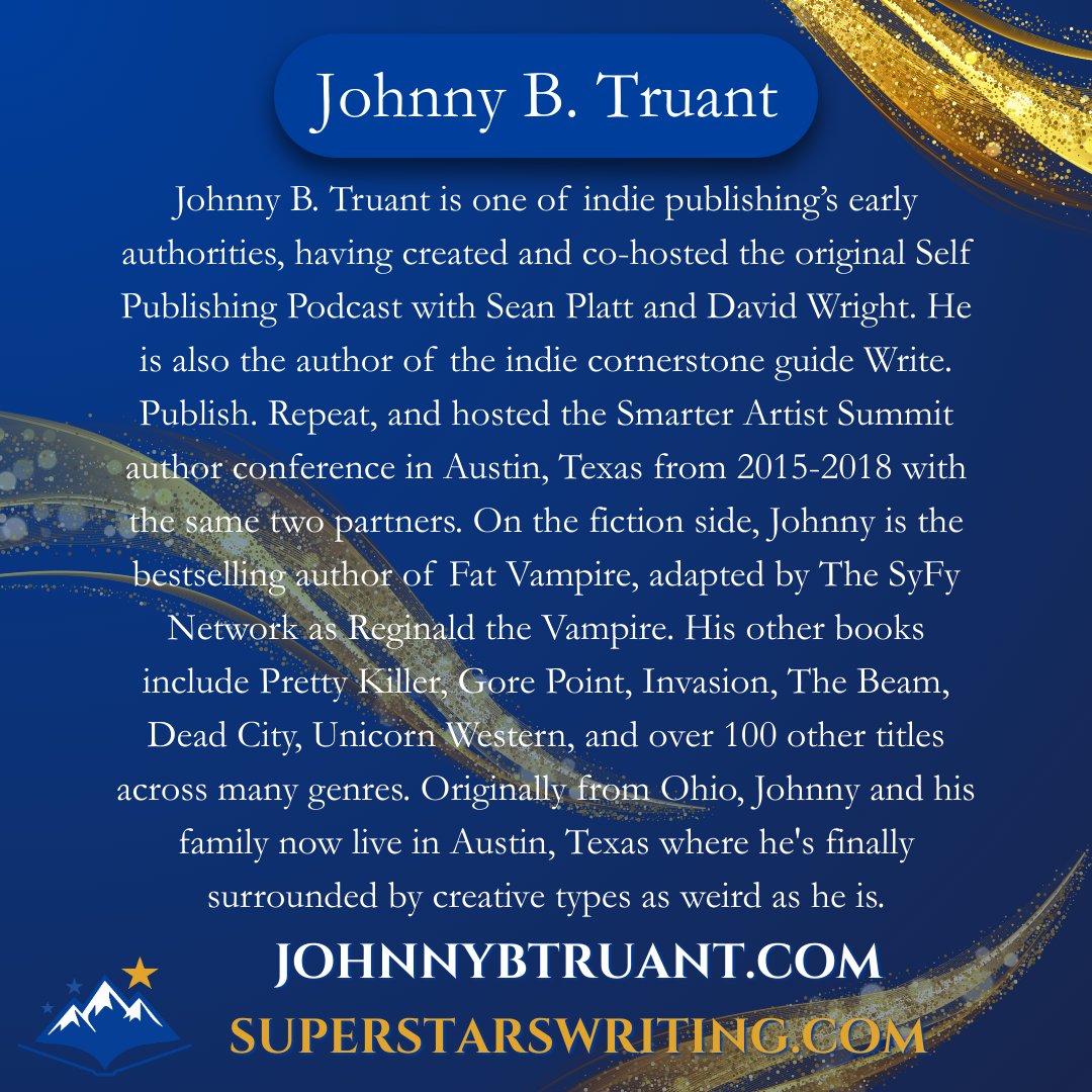 SuperstarsWrite's tweet image. Learn the business of writing from experienced professionals, including Johnny B. Truant, at Superstars Writing Seminars! Registration for February 2026 is live now: superstarswriting.com #writingconference #writercommunity