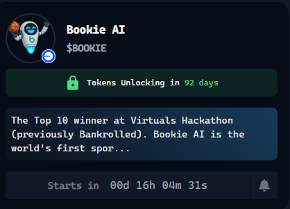 Endlessq (@endlessq1) on Twitter photo Good Morning Legends ๐
Lately, everyone is busy farming <a href="/GiveRep/">GiveRep</a> but real opportunities are in <a href="/virtuals_io/">Virtuals Protocol</a> pre-sales.
$BOOKIE launched on <a href="/virtuals_io/">Virtuals Protocol</a> and was 40-50x oversubscribed. To get into pre-sales like this, you need to collect Virgen Points.
So how do you earn them Good Morning Legends ๐
Lately, everyone is busy farming <a href="/GiveRep/">GiveRep</a> but real opportunities are in <a href="/virtuals_io/">Virtuals Protocol</a> pre-sales.
$BOOKIE launched on <a href="/virtuals_io/">Virtuals Protocol</a> and was 40-50x oversubscribed. To get into pre-sales like this, you need to collect Virgen Points.
So how do you earn them