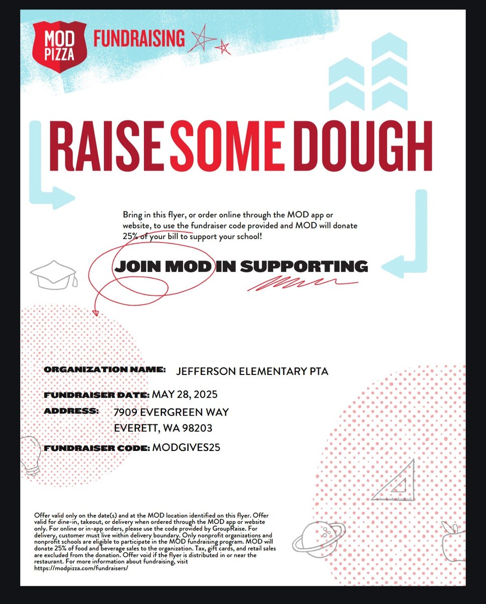 Jefferson PTA (@jfepta) on Twitter photo We look forward to seeing you at MOD Pizza on Wednesday for our final Jefferson Dines Out event of the school year!
#gochargers #community #togetherwearestronger #jeffersonpta
<a href="/EPS_JeffersonES/">Jefferson Elementary School - EPS</a> @everettschools <a href="/EPS_Region1/">Cathy Woods</a> <a href="/DrIanBSaltzman/">Dr. Ian B. Saltzman</a>
<a href="/EverettPTSA/">Everett PTSA Council</a> We look forward to seeing you at MOD Pizza on Wednesday for our final Jefferson Dines Out event of the school year!
#gochargers #community #togetherwearestronger #jeffersonpta
<a href="/EPS_JeffersonES/">Jefferson Elementary School - EPS</a> @everettschools <a href="/EPS_Region1/">Cathy Woods</a> <a href="/DrIanBSaltzman/">Dr. Ian B. Saltzman</a>
<a href="/EverettPTSA/">Everett PTSA Council</a>