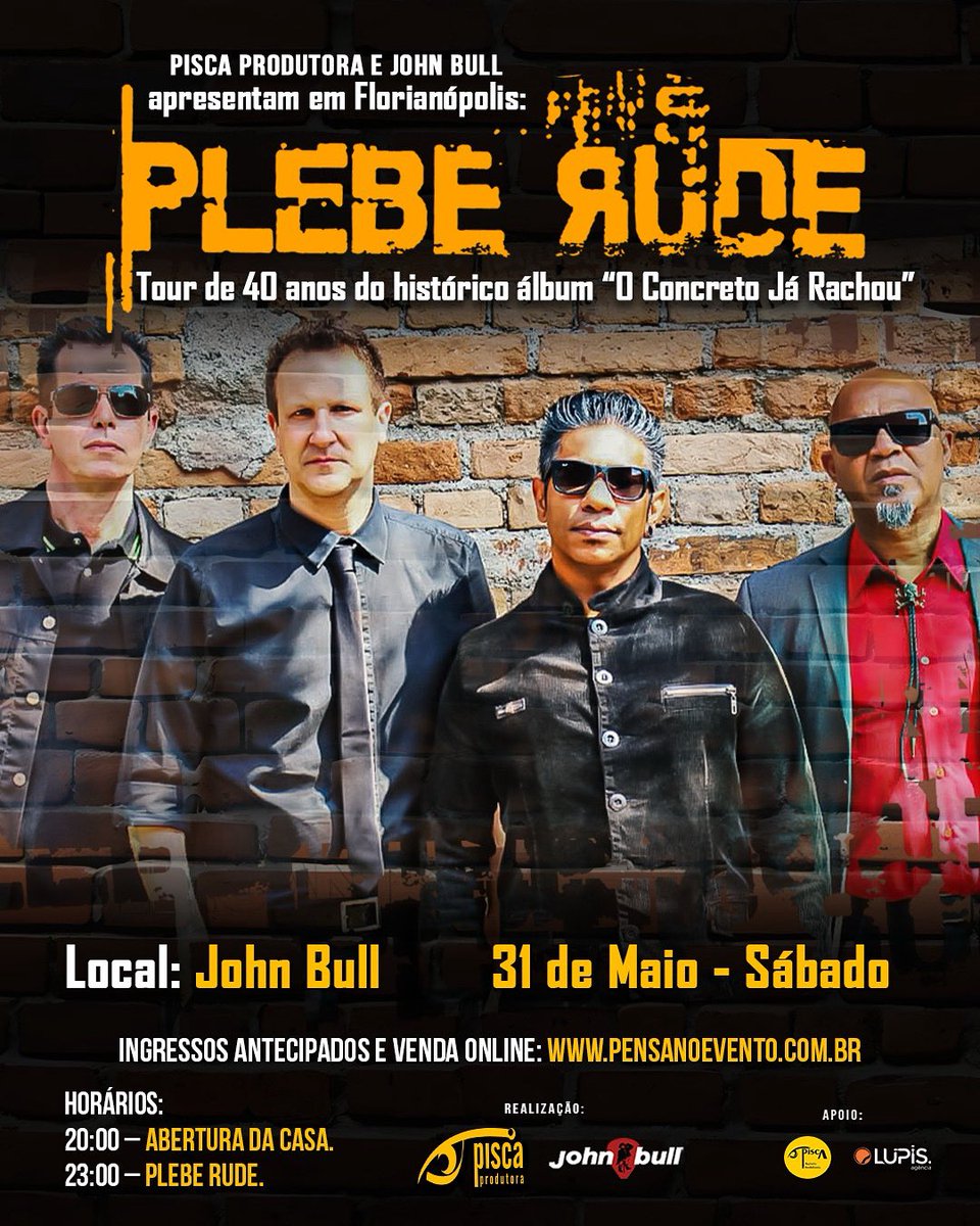 Agenda da semana. Ingressos para shows em taplink.cc/pleberude