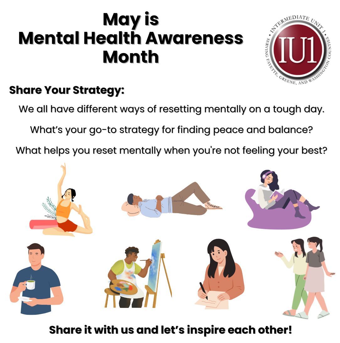 Intermediate Unit 1 (@iu1tweets) on Twitter photo When life feels heavy, we all have different ways to reset and recharge 💠What’s something you do to care for your mental well-being?👇 Drop your go-to mental health strategy in the comments—we’d love to hear it!
#MentalHealthAwareness <a href="/DonMartinIU1/">Don Martin</a> <a href="/Kristin_SzIU1/">Dr. Kristin Szewczyk</a> <a href="/JennyLentIU1/">Jenny Lent</a> When life feels heavy, we all have different ways to reset and recharge 💠What’s something you do to care for your mental well-being?👇 Drop your go-to mental health strategy in the comments—we’d love to hear it!
#MentalHealthAwareness <a href="/DonMartinIU1/">Don Martin</a> <a href="/Kristin_SzIU1/">Dr. Kristin Szewczyk</a> <a href="/JennyLentIU1/">Jenny Lent</a>