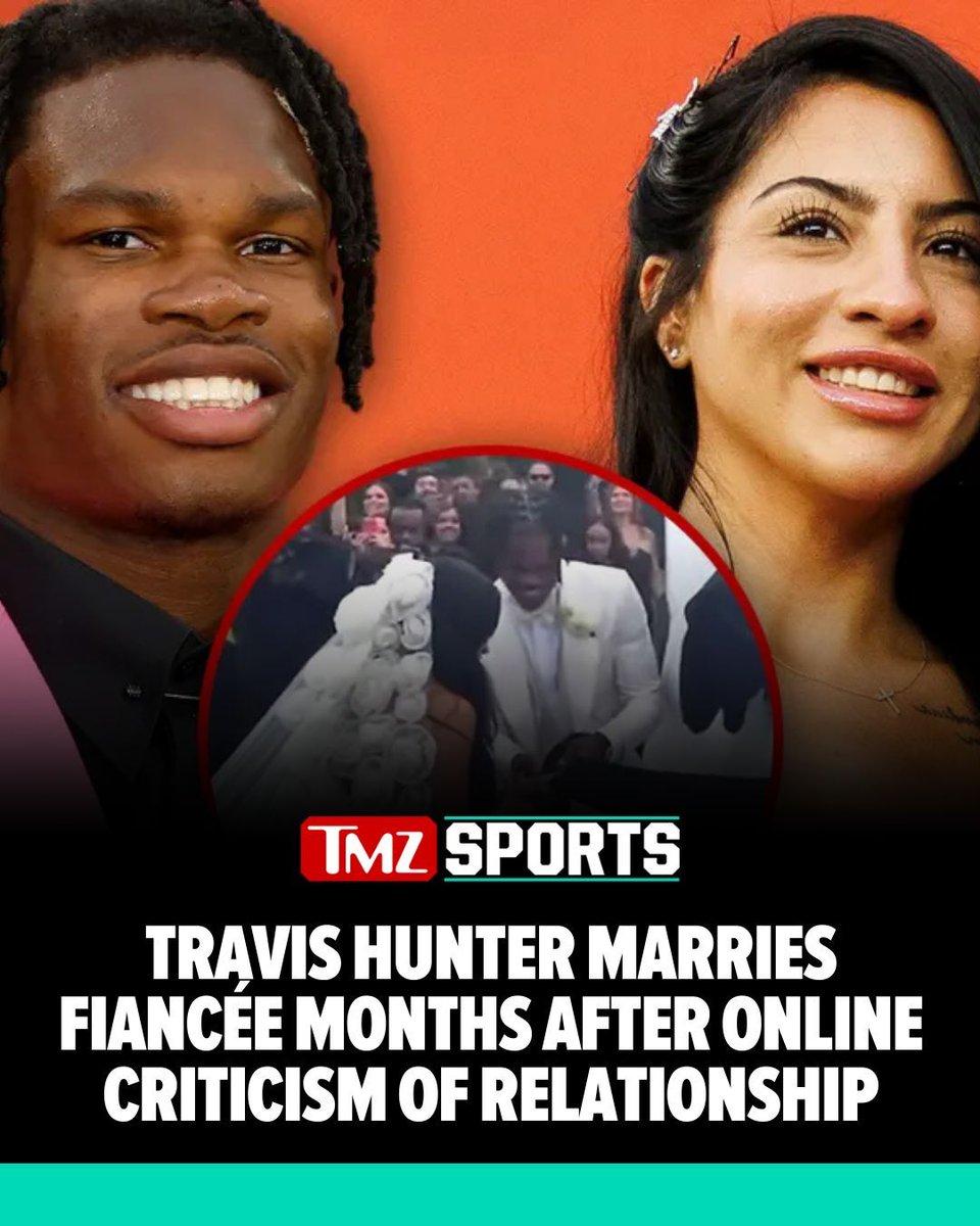 TMZ's tweet image. #TravisHunter tied the knot this weekend with fiancée Leanna Lenee -- proving that haters and trolls couldn't stop this love story from going straight to the end zone!

Read more: buff.ly/fzXpJMp