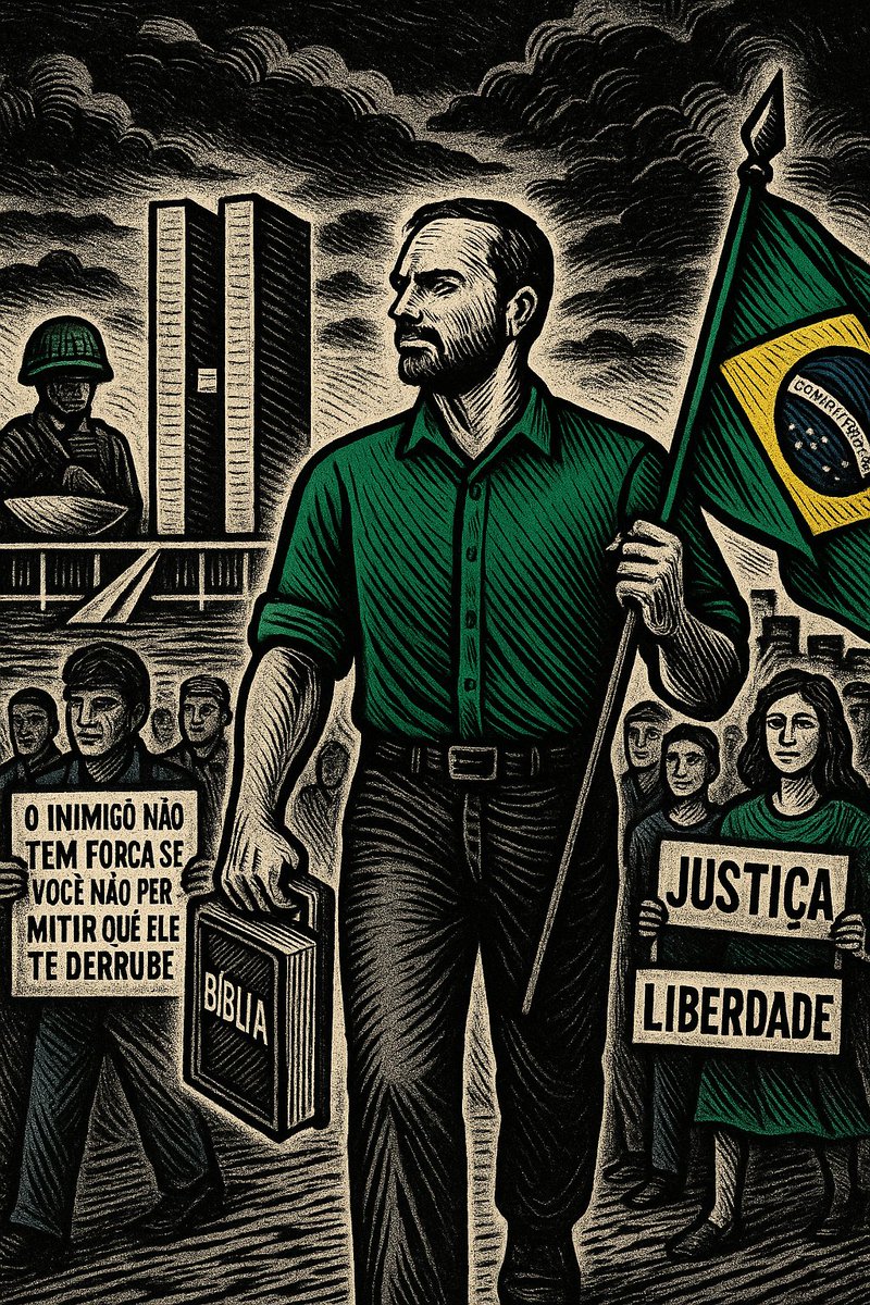 O Filho do Rei e a Traição da Nação

Eduardo, o filho do Rei,
não fugiu, nem se escondeu,
foi pra guerra com a verdade,
e o mundo inteiro percebeu.
Largou o cargo e a sua terra
pra mostrar o que aconteceu.

Um povo foi perseguido,
por um ditador sem lei,
que jogava em masmorras