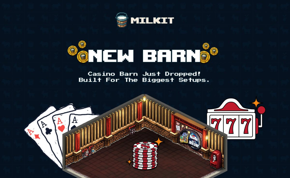 Casino Barn just dropped 🎰🥛

The highest capacity barn in MilkIt 
– Max Space
– Max Available Food ( for now... )
– 75% $MILK burn on upgrade  

Built for the biggest setups. 
Only the bold will unlock it. #MilkIt