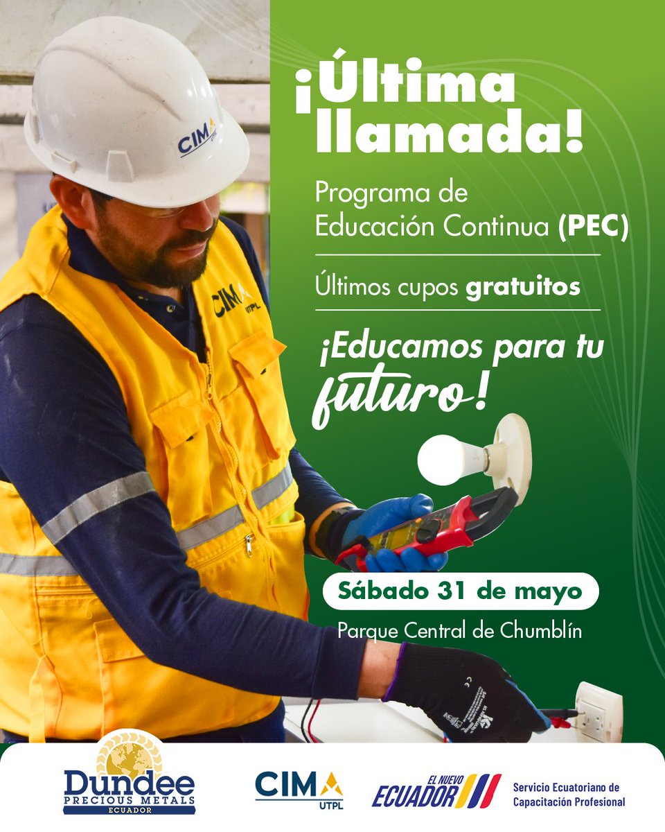 ¿Aún no eres parte del Programa de Educación Continua?
¡Esta es tu última oportunidad!
Te esperamos este 31 de mayo en el parque central de Chumblín, de 08:00 a 14:00, para que te inscribas y formes parte del PEC.
¡No lo dejes pasar!
¡Nos vemos en Chumblín!
#PEC2025 #Chumblín