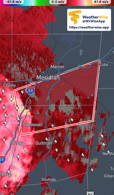 WxWiseApp's tweet image. 🌪 Tornado Warning for:
- Northern Clarke County in east central Mississippi
- Southern Lauderdale County in east central Mississippi

web.weatherwise.app/#wid=18ead05f1…

Expires in 38 minutes

#MSwx