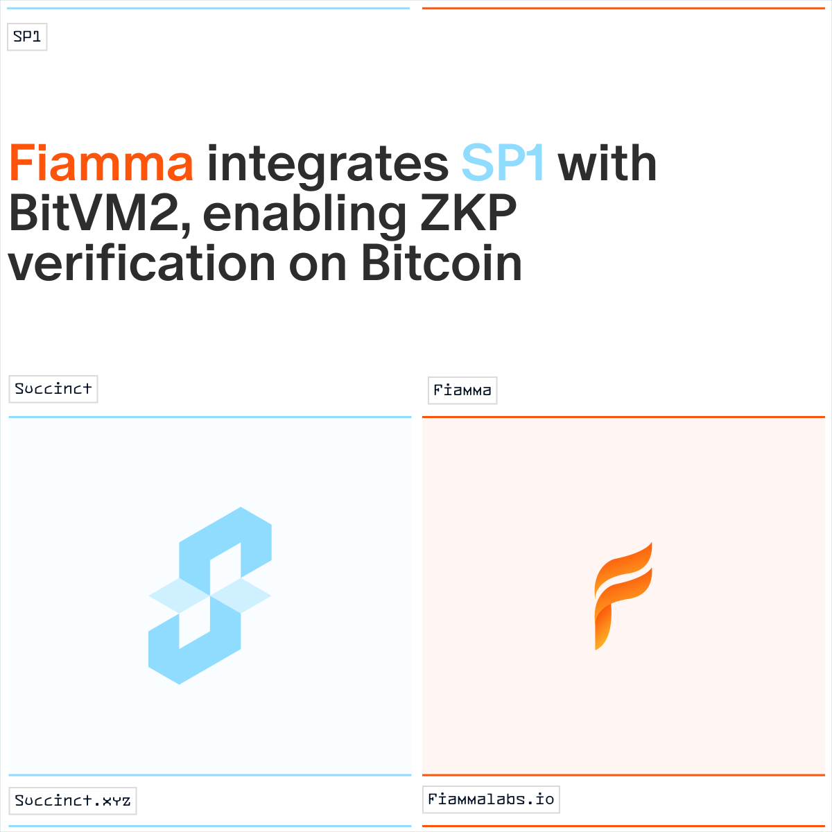Succinct (@succinctlabs) on Twitter photo Just in, digital gold is becoming more programmable.
<a href="/fiamma_labs/">Fiamma🦙🔥 | Beta Testnet Live</a>’ BitVM2 bridge has integrated with the Succinct Prover Network—enabling secure and efficient ZKP verification on Bitcoin. Just in, digital gold is becoming more programmable.
<a href="/fiamma_labs/">Fiamma🦙🔥 | Beta Testnet Live</a>’ BitVM2 bridge has integrated with the Succinct Prover Network—enabling secure and efficient ZKP verification on Bitcoin.