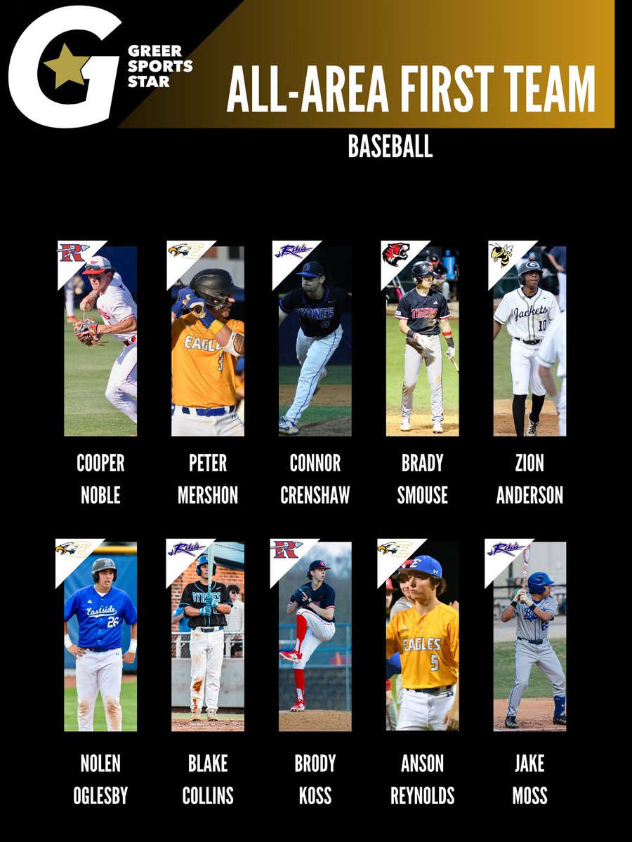 ⚾️2025 Greer Sports Star All-Area Baseball Teams/Awards ⚾️

ALL-AREA FIRST TEAM