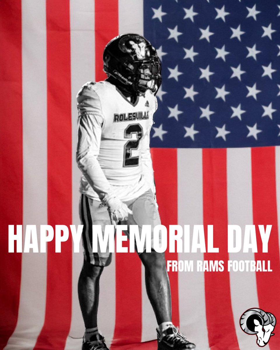 RamsFootballNC's tweet photo. From Rolesville Rams Football Happy Memorial Day! #ramsfb #MemorialDay2025 #rolesvillerams https://t.co/SWR7reERWo
