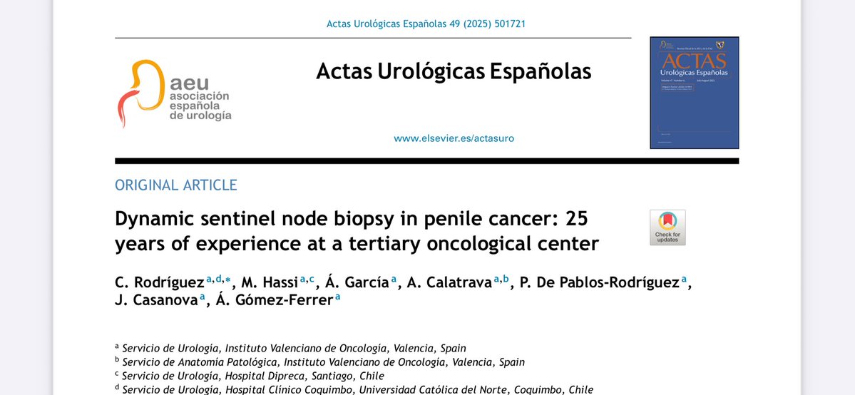 Óscar Rodríguez Faba (@rodriguezfaba) on Twitter photo This month in <a href="/actasurologicas/">actasurologicas</a> Dynamic sentinel node biopsy in penile cancer: 25 years of experience ... sciencedirect.com/science/articl…
➡️Updated outcomes DSNB show improved accuracy and low morbidity This month in <a href="/actasurologicas/">actasurologicas</a> Dynamic sentinel node biopsy in penile cancer: 25 years of experience ... sciencedirect.com/science/articl…
➡️Updated outcomes DSNB show improved accuracy and low morbidity